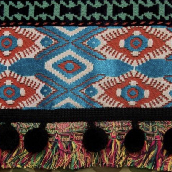 Zara Boho Embroidered Pom Fringe Camo Army Parka Jacket Barn Coat - Picture 4 of 10